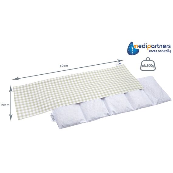 Medi Partners Kirschkernkissen Mikrowelle 60x20cm Körnerkissen groß Wärmekissen 800g 100% Baumwolle 5 kammern abnehmbarer Bezug - Kirschkernkissen nacken schulter Kältetherapie (Kariert)