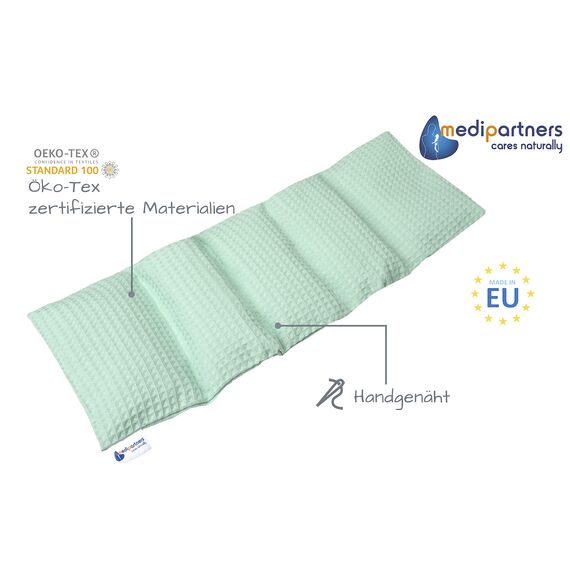 Medi Partners Kirschkernkissen Mikrowelle 60x20cm Körnerkissen groß Wärmekissen 800g 100% Baumwolle 5 kammern abnehmbarer Bezug - Kirschkernkissen nacken schulter Kältetherapie (Minze)