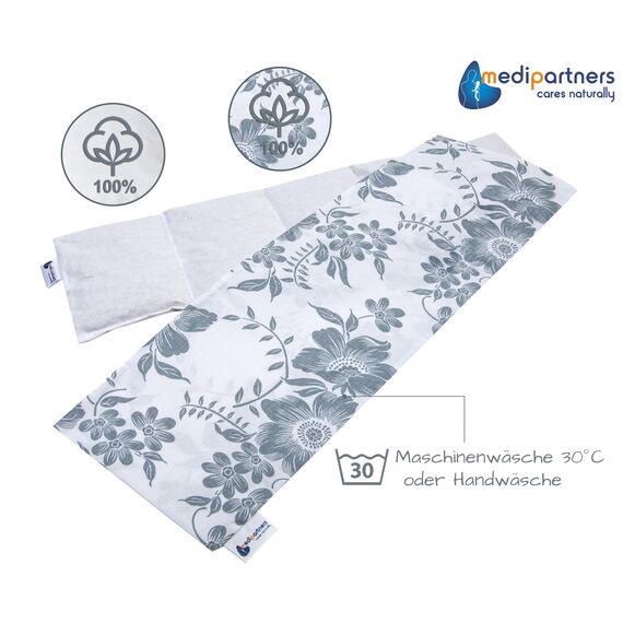 Medi Partners Kirschkernkissen Mikrowelle 60x20cm Körnerkissen groß Wärmekissen 800g 100% Baumwolle 5 kammern abnehmbarer Bezug - Kirschkernkissen nacken schulter Kältetherapie (Berry)