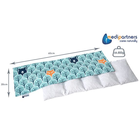 Medi Partners Kirschkernkissen Mikrowelle 60x20cm Körnerkissen groß Wärmekissen 800g 100% Baumwolle 5 kammern abnehmbarer Bezug - Kirschkernkissen nacken schulter Kältetherapie (Wald)