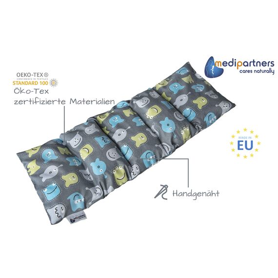 Medi Partners Kirschkernkissen Mikrowelle 60x20cm Körnerkissen groß Wärmekissen 800g 100% Baumwolle 5 kammern abnehmbarer Bezug - Kirschkernkissen nacken schulter Kältetherapie (Kreaturen)