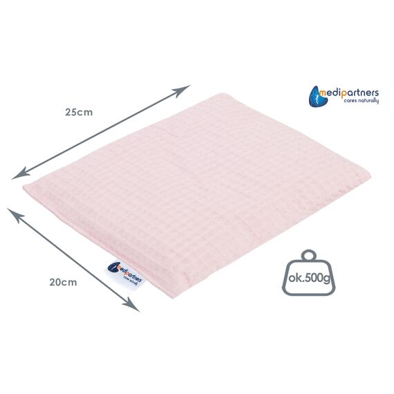 Medi Partners Kirschkernkissen Mikrowelle 20x25cm Körnerkissen groß Wärmekissen 500g Rechteck 100% Baumwolle Öko Natur Massagetherapie - Kirschkernkissen nacken schulter Kältetherapie (Pink Waffel)