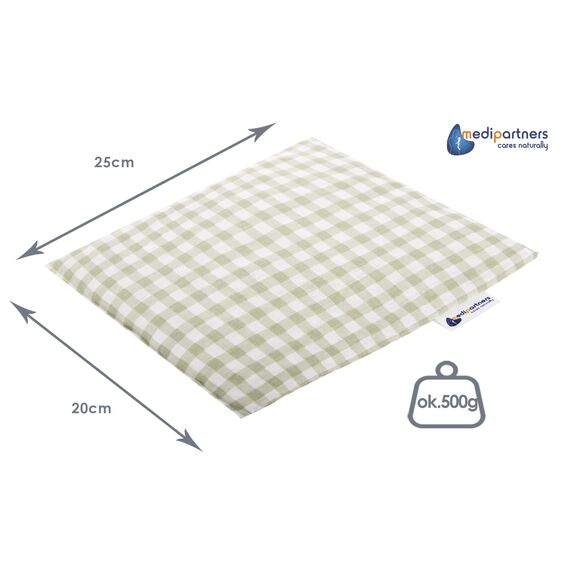 Medi Partners Kirschkernkissen Mikrowelle 20x25cm Körnerkissen groß Wärmekissen 500g Rechteck 100% Baumwolle Öko Natur Massagetherapie - Kirschkernkissen nacken schulter Kältetherapie (Kariert)
