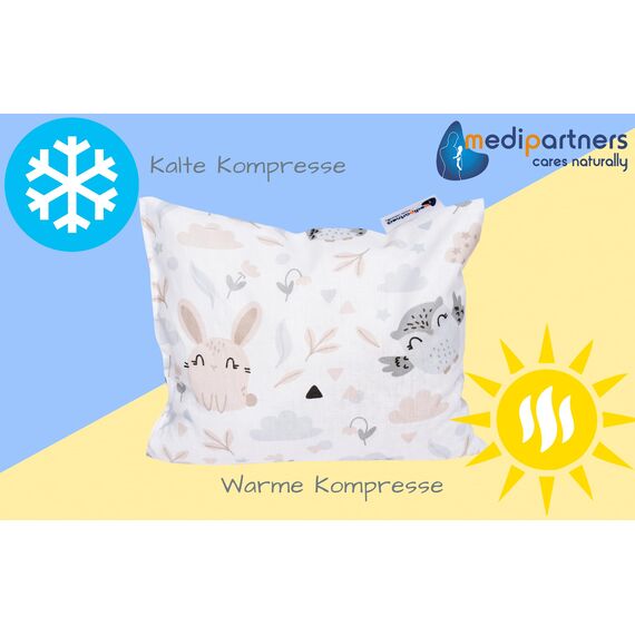Medi Partners Kirschkernkissen Mikrowelle 20x25cm Körnerkissen groß Wärmekissen 500g Rechteck 100% Baumwolle Öko Natur Massagetherapie - Kirschkernkissen nacken schulter Kältetherapie (Lichtung)