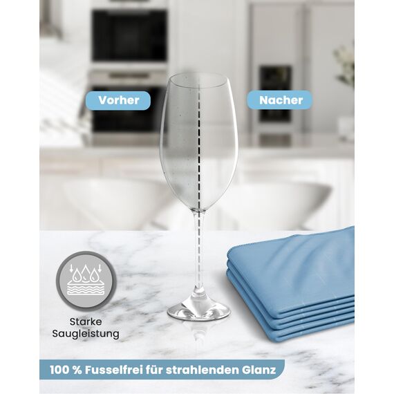 GLANZFAKTOR Poliertuch Gläser 3er Set – Hochwertiges Glas poliertuch für streifenfreien Glanz – Poliertücher Gläser Gastronomie - Ideales Glastuch & Fenster Poliertuch glastücher glaspoliertuch