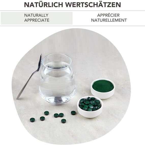 BIONUTRA® Bio Spirulina Tabletten – 1000 Presslinge à 250 mg, nach EU-ÖKO-Standard hergestellt, rückstandskontrolliert, ohne Zusätze, vegan, laktose- & glutenfrei, aus reinem Spirulina Bio Algenpulver