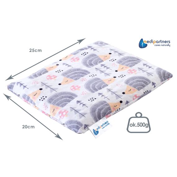 Medi Partners Kirschkernkissen Mikrowelle 20x25cm Körnerkissen groß Wärmekissen 500g Rechteck 100% Baumwolle Öko Natur Massagetherapie - Kirschkernkissen nacken schulter Kältetherapie (Igel)