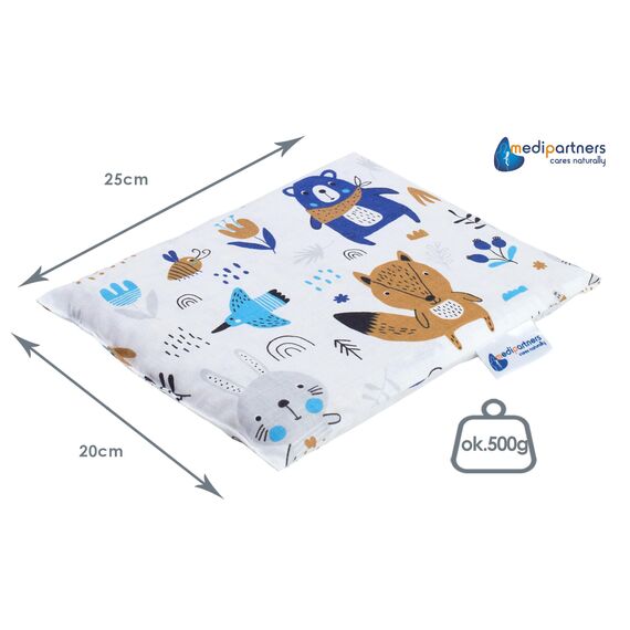 Medi Partners Kirschkernkissen Mikrowelle 20x25cm Körnerkissen groß Wärmekissen 500g Rechteck 100% Baumwolle Öko Natur Massagetherapie - Kirschkernkissen nacken schulter Kältetherapie (Boho Tiere)