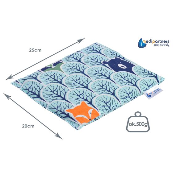 Medi Partners Kirschkernkissen Mikrowelle 20x25cm Körnerkissen groß Wärmekissen 500g Rechteck 100% Baumwolle Öko Natur Massagetherapie - Kirschkernkissen nacken schulter Kältetherapie (Wald)