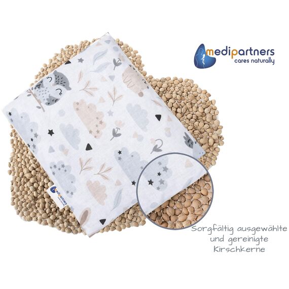 Medi Partners Kirschkernkissen Mikrowelle 20x25cm Körnerkissen groß Wärmekissen 500g Rechteck 100% Baumwolle Öko Natur Massagetherapie - Kirschkernkissen nacken schulter Kältetherapie (Lichtung)