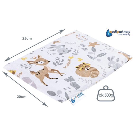 Medi Partners Kirschkernkissen Mikrowelle 20x25cm Körnerkissen groß Wärmekissen 500g Rechteck 100% Baumwolle Öko Natur Massagetherapie - Kirschkernkissen nacken schulter Kältetherapie (Reh)