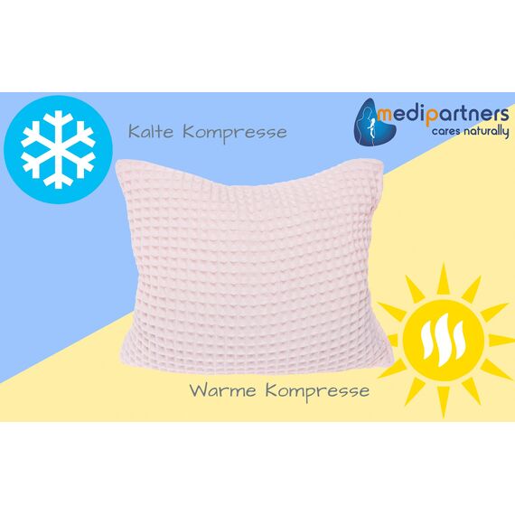 Medi Partners Kirschkernkissen Mikrowelle 20x25cm Körnerkissen groß Wärmekissen 500g Rechteck 100% Baumwolle Öko Natur Massagetherapie - Kirschkernkissen nacken schulter Kältetherapie (Pink Waffel)