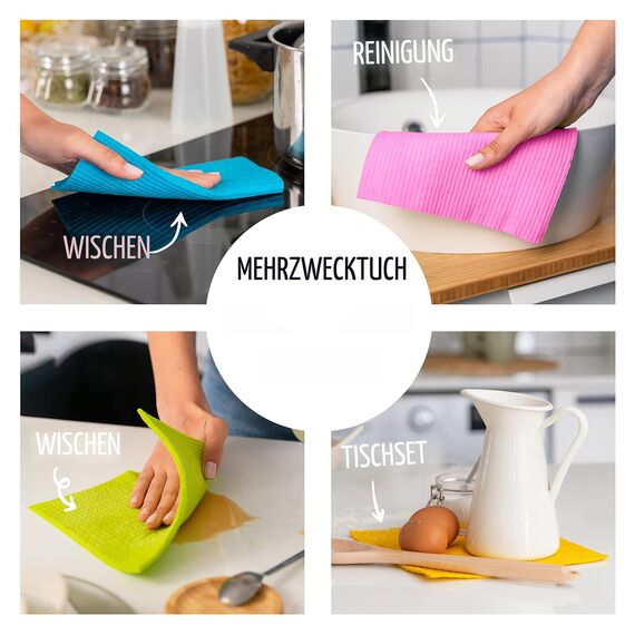 SUPERSCANDI Putzlappen im 6er Pack - 100% Biologisch Abbaubar & Kompostierbar | Wiederverwendbare & Lebensmittelsichere Spültücher Ohne Plastik | Für Jede Oberfläche Geeignete Spüllappen | Bunt