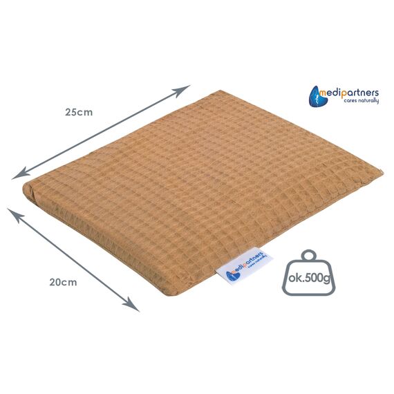 Medi Partners Kirschkernkissen Mikrowelle 20x25cm Körnerkissen groß Wärmekissen 500g Rechteck 100% Baumwolle Öko Natur Massagetherapie - Kirschkernkissen nacken schulter Kältetherapie (Beige Waffel)
