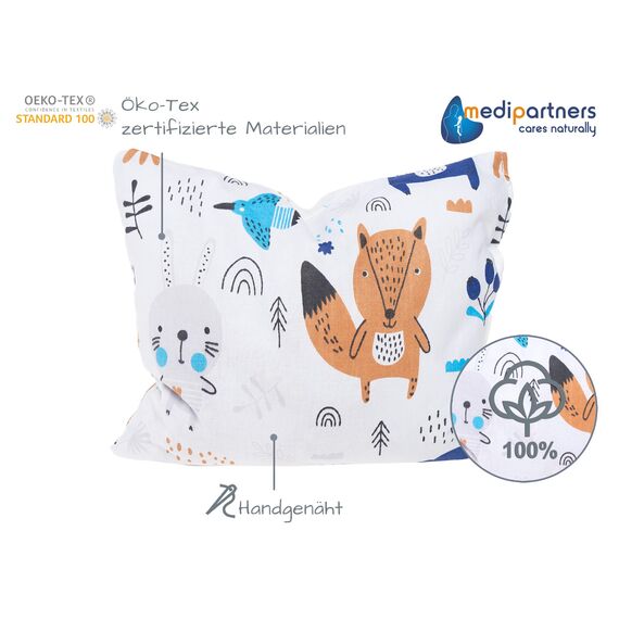 Medi Partners Kirschkernkissen Mikrowelle 20x25cm Körnerkissen groß Wärmekissen 500g Rechteck 100% Baumwolle Öko Natur Massagetherapie - Kirschkernkissen nacken schulter Kältetherapie (Boho Tiere)