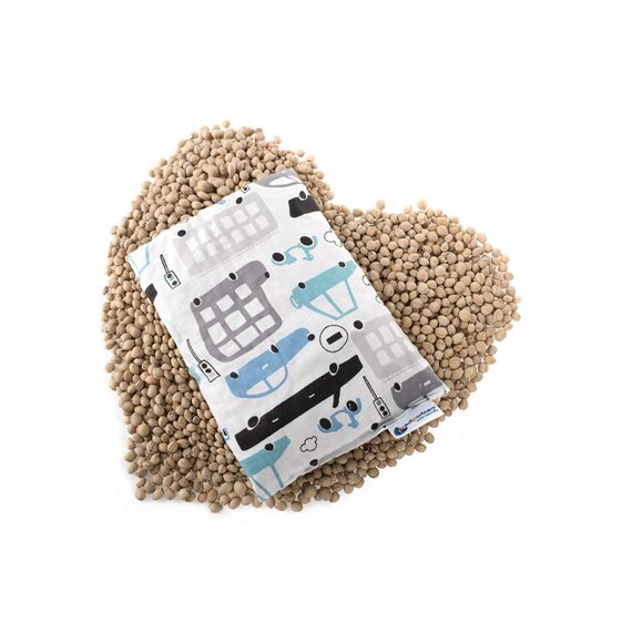 Medi Partners Kirschkernkissen Mikrowelle 20x25cm Körnerkissen groß Wärmekissen 500g Rechteck 100% Baumwolle Öko Natur Massagetherapie - Kirschkernkissen nacken schulter Kältetherapie (Graue Autos)