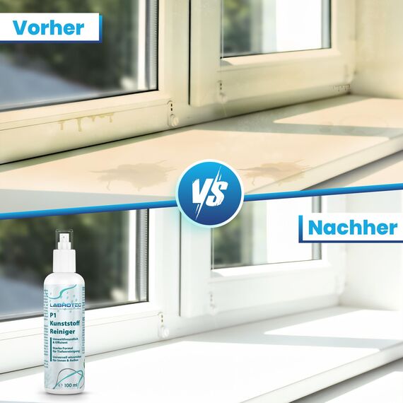 LABROTEC® P1 Kunststoffreiniger 3L mit Dosierhahn – Effektiver Reiniger für Fensterrahmen, Autos, Sneaker, Böden, Rolladen, Jalousien und Gartenmöbel. Gegen starke Verschmutzungen (3 Liter)