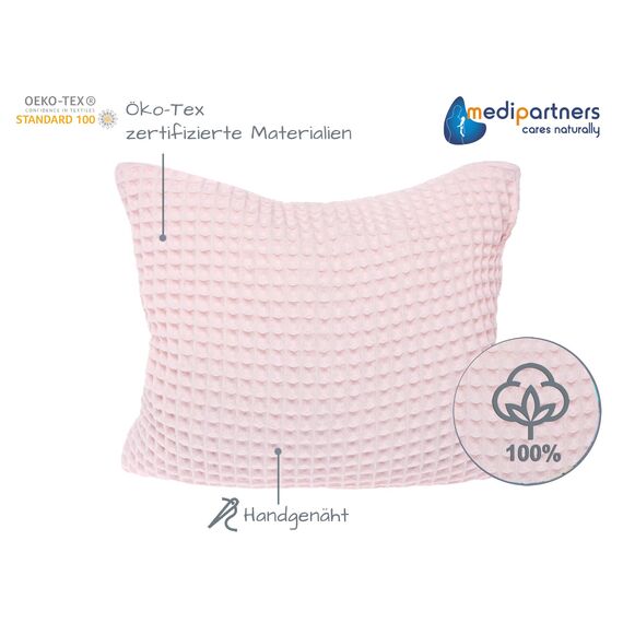 Medi Partners Kirschkernkissen Mikrowelle 20x25cm Körnerkissen groß Wärmekissen 500g Rechteck 100% Baumwolle Öko Natur Massagetherapie - Kirschkernkissen nacken schulter Kältetherapie (Pink Waffel)