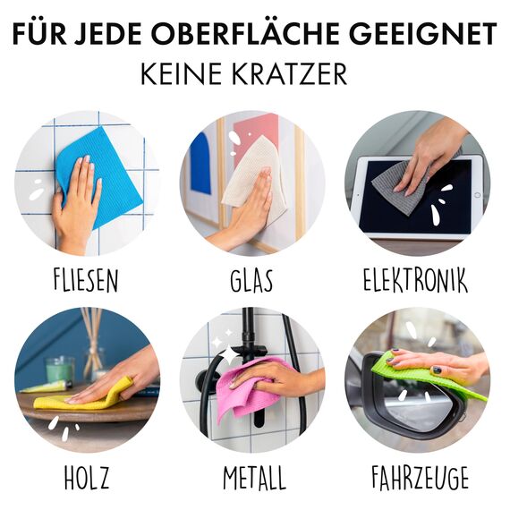 SUPERSCANDI Putzlappen im 10er Pack - 100% Biologisch Abbaubar & Kompostierbar | Wiederverwendbare & Lebensmittelsichere Spültücher Ohne Plastik | Für Jede Oberfläche Geeignete Spüllappen | Pink