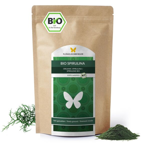 500g BIO Spirulina Pulver, 100% natürlich, rückstandskontrolliert, nach EU-ÖKO-Standard kultiviert und hergestellt, Rohkostqualität, ohne Zusätze (500g)