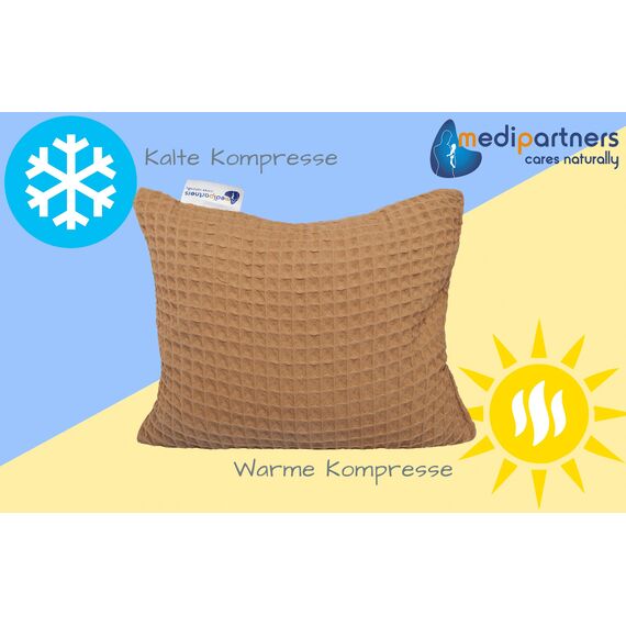 Medi Partners Kirschkernkissen Mikrowelle 20x25cm Körnerkissen groß Wärmekissen 500g Rechteck 100% Baumwolle Öko Natur Massagetherapie - Kirschkernkissen nacken schulter Kältetherapie (Beige Waffel)