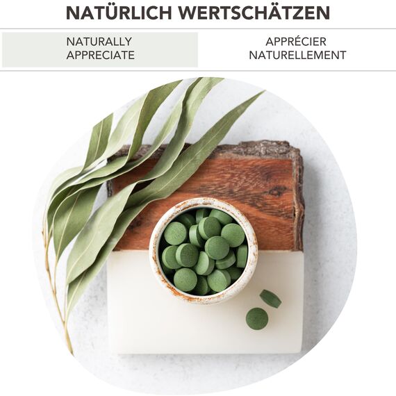 BIONUTRA® Bio Chlorella Tabletten – 1000 Presslinge à 250 mg, nach EU-ÖKO-Standard hergestellt, rückstandskontrolliert, ohne Zusätze, vegan, laktose- & glutenfrei, aus reinem Chlorella Bio Algenpulver