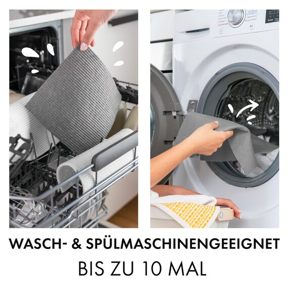 SUPERSCANDI Putzlappen im 10er Pack - 100% Biologisch Abbaubar & Kompostierbar | Wiederverwendbare & Lebensmittelsichere Spültücher Ohne Plastik | Für Jede Oberfläche Geeignete Spüllappen | Grau