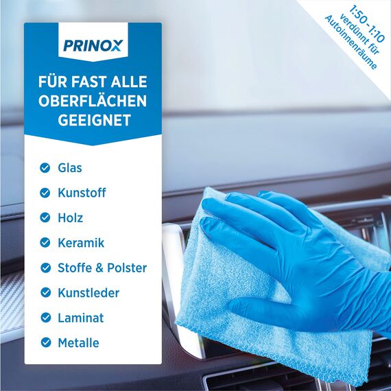 PRINOX 1030ml Nikotinentferner Konzentrat | Ruß & Nikotin Reiniger für Fensterrahmen, Wände, Türen, Heizkörper, Kunststoff, Fliesen | Starker Fettlöser für Haushalt und Gastronomie