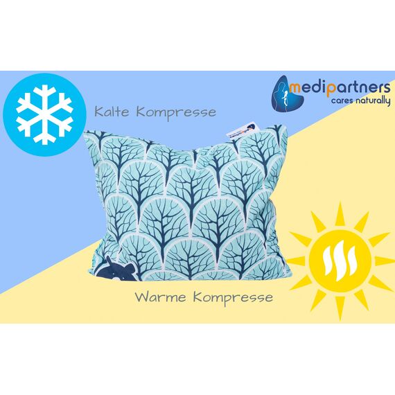 Medi Partners Kirschkernkissen Mikrowelle 20x25cm Körnerkissen groß Wärmekissen 500g Rechteck 100% Baumwolle Öko Natur Massagetherapie - Kirschkernkissen nacken schulter Kältetherapie (Wald)