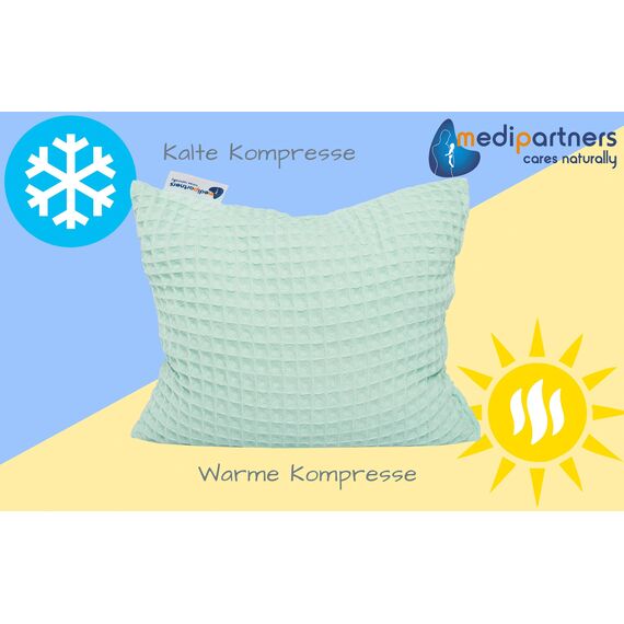 Medi Partners Kirschkernkissen Mikrowelle 20x25cm Körnerkissen groß Wärmekissen 500g Rechteck 100% Baumwolle Öko Natur Massagetherapie - Kirschkernkissen nacken schulter Kältetherapie (Minze Waffel)