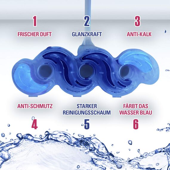 Cillit Bang Blue Wave 6 WC Blauspüler, Duopack Ozean Frische, 3er Pack (3 x 2 Stück)