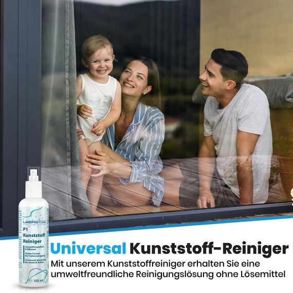 LABROTEC® P1 Kunststoffreiniger 3L mit Dosierhahn – Effektiver Reiniger für Fensterrahmen, Autos, Sneaker, Böden, Rolladen, Jalousien und Gartenmöbel. Gegen starke Verschmutzungen (3 Liter)
