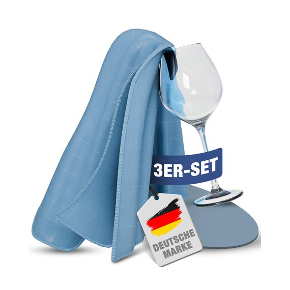 GLANZFAKTOR Poliertuch Gläser 3er Set – Hochwertiges Glas poliertuch für streifenfreien Glanz – Poliertücher Gläser Gastronomie - Ideales Glastuch & Fenster Poliertuch glastücher glaspoliertuch