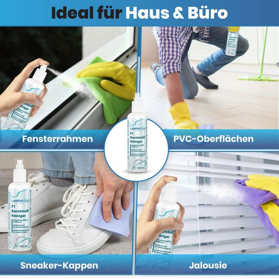 LABROTEC P1 Kunststoffreiniger für Fensterrahmen, Auto innen & außen, Sneaker & Böden (500ml) - Kunststoff Reiniger gegen Verschmutzungen - Plastikreiniger für Rolladen, Jalousien & Gartenmöbel