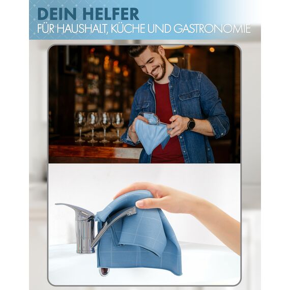 GLANZFAKTOR Poliertuch Gläser 3er Set – Hochwertiges Glas poliertuch für streifenfreien Glanz – Poliertücher Gläser Gastronomie - Ideales Glastuch & Fenster Poliertuch glastücher glaspoliertuch