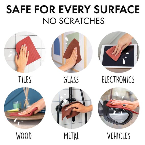 SUPERSCANDI Putzlappen im 6er Pack - 100% Biologisch Abbaubar & Kompostierbar | Wiederverwendbare & Lebensmittelsichere Spültücher Ohne Plastik | Für Jede Oberfläche Geeignete Spüllappen | Braun