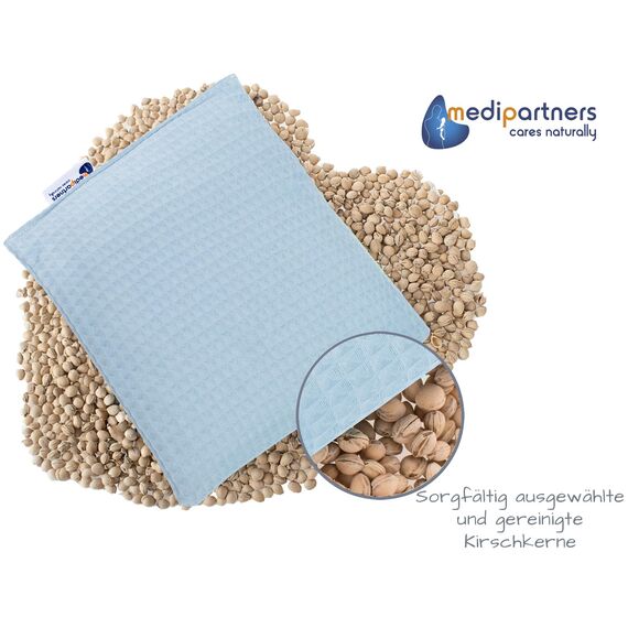 Medi Partners Kirschkernkissen Körnerkissen groß Wärmekissen 500g Rechteck 20x25cm Öko Natur 100% Baumwolle Wärme + Kältetherapie Massagetherapie (Navy Blau)