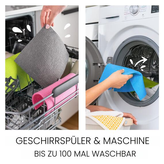 SUPERSCANDI Putzlappen im 6er Pack - 100% Biologisch Abbaubar & Kompostierbar | Wiederverwendbare & Lebensmittelsichere Spültücher Ohne Plastik | Für Jede Oberfläche Geeignete Spüllappen | Bunt