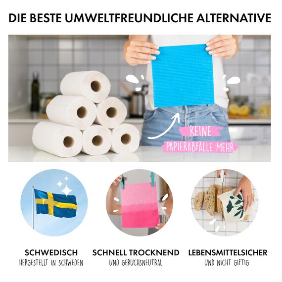 SUPERSCANDI Putzlappen im 10er Pack - 100% Biologisch Abbaubar & Kompostierbar | Wiederverwendbare & Lebensmittelsichere Spültücher Ohne Plastik | Für Jede Oberfläche Geeignete Spüllappen | Pink