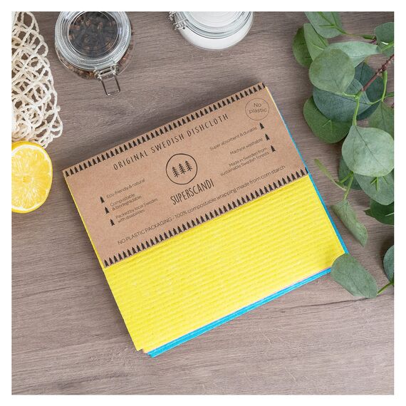 SUPERSCANDI Putzlappen im 6er Pack - 100% Biologisch Abbaubar & Kompostierbar | Wiederverwendbare & Lebensmittelsichere Spültücher Ohne Plastik | Für Jede Oberfläche Geeignete Spüllappen | Grün