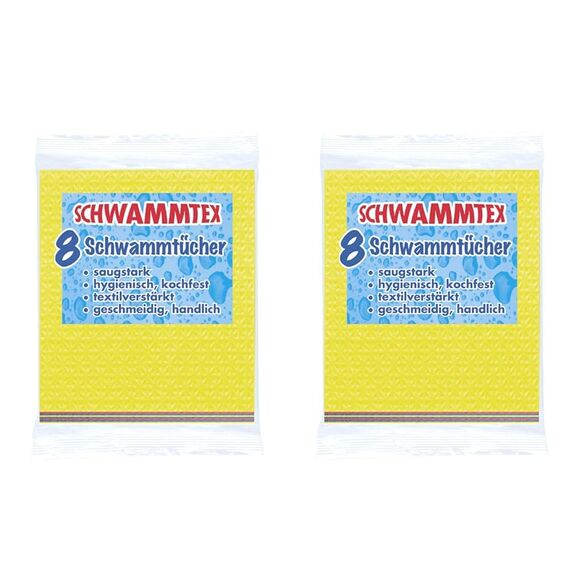 Spontex Schwammtuch 8er Vorteilspack, extrem saugfähig und langlebig, aus Viskose, biologisch abbaubar (1 x 8 Stück) (Packung mit 2)