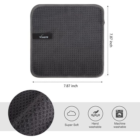 VIVOTE Mikrofasertücher Barista Tuch Grau Waffeltuch Spüllappen Waschbar Spültuch für Küche Dicke Haushalts Putzlappen Fusselfrei 20 cm X 20 cm 12 Stück