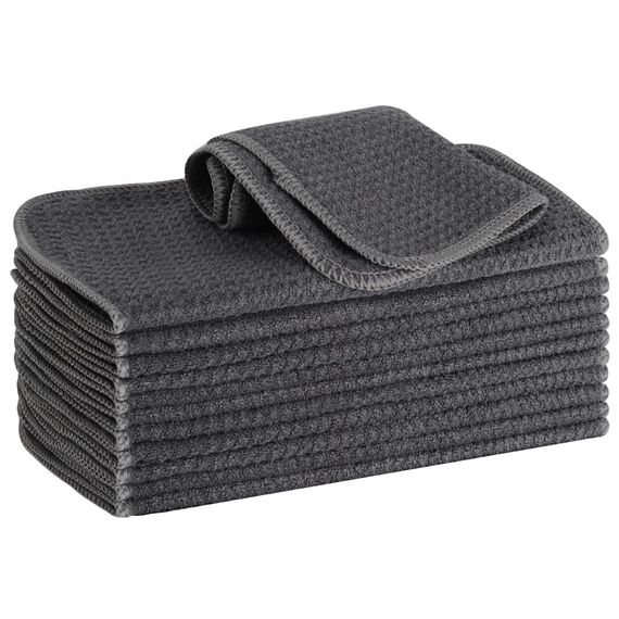 VIVOTE Mikrofasertücher Barista Tuch Grau Waffeltuch Spüllappen Waschbar Spültuch für Küche Dicke Haushalts Putzlappen Fusselfrei 20 cm X 20 cm 12 Stück