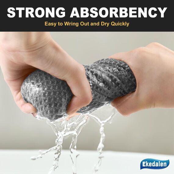 Ekedalen 6X Spültücher Spüllappen Waschbar, Barista Tücher Waffeltücher, Mikrofaser Abwaschlappen Küche, Putzlappen Bad Lappen zum Putzen, Microfasertücher 30x30cm, Grau
