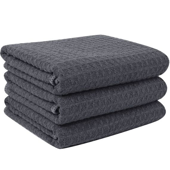 VIVOTE Microfaser Geschirrtücher Waschbar Waffelgewebe Handtuch Super saugfähige Geschirrhandtücher Fusselfrei, 40 cm x 56 cm 3 Stück Grau
