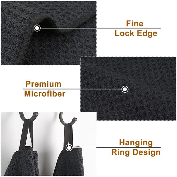 VIVOTE Mikrofaser-Geschirrtuchsuper geschirrtücher Schwarz saugfähig fusselfreistreifenfrei Waffelkonstruktion großes Küchentuch 50 x 70 cm 2Stück Schwarz