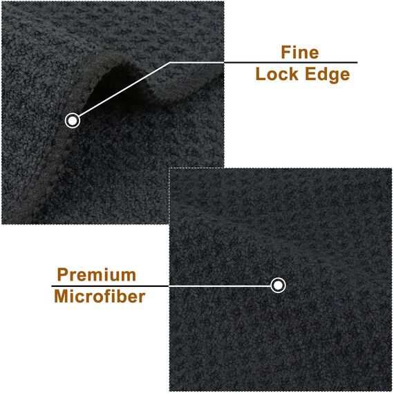 VIVOTE 6 Stück Mikrofaser Trockentücher Waffelgewebe Reinigungstücher Super saugfähige Geschirrtücher 40 cm x 56 cm schwarz