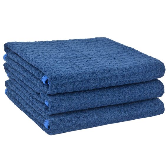 VIVOTE 3er-Pack Microfaser Geschirrtücher, Waffelgewebe Küchenhandtücher, Super saugfähige Trocknungstücher 40 cm x 56 cm Dunkel Blau