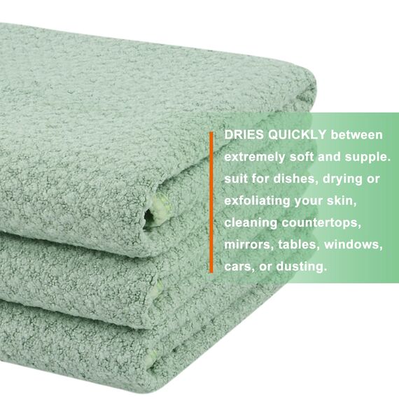 VIVOTE Microfaser Geschirrtücher Grün Dicke Küchentücher Waffelgewebe Handtuch Super Saugfähig Geschirrhandtücher Fusselfrei, 40 cm x 56 cm, 3er Pack