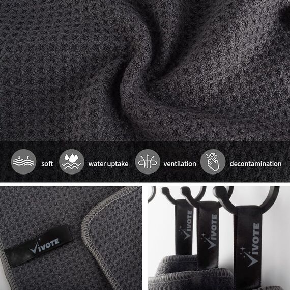 VIVOTE Mikrofasertücher Barista Tuch Grau Waffeltuch Spüllappen Waschbar Spültuch für Küche Dicke Haushalts Putzlappen Fusselfrei 20 cm X 20 cm 12 Stück